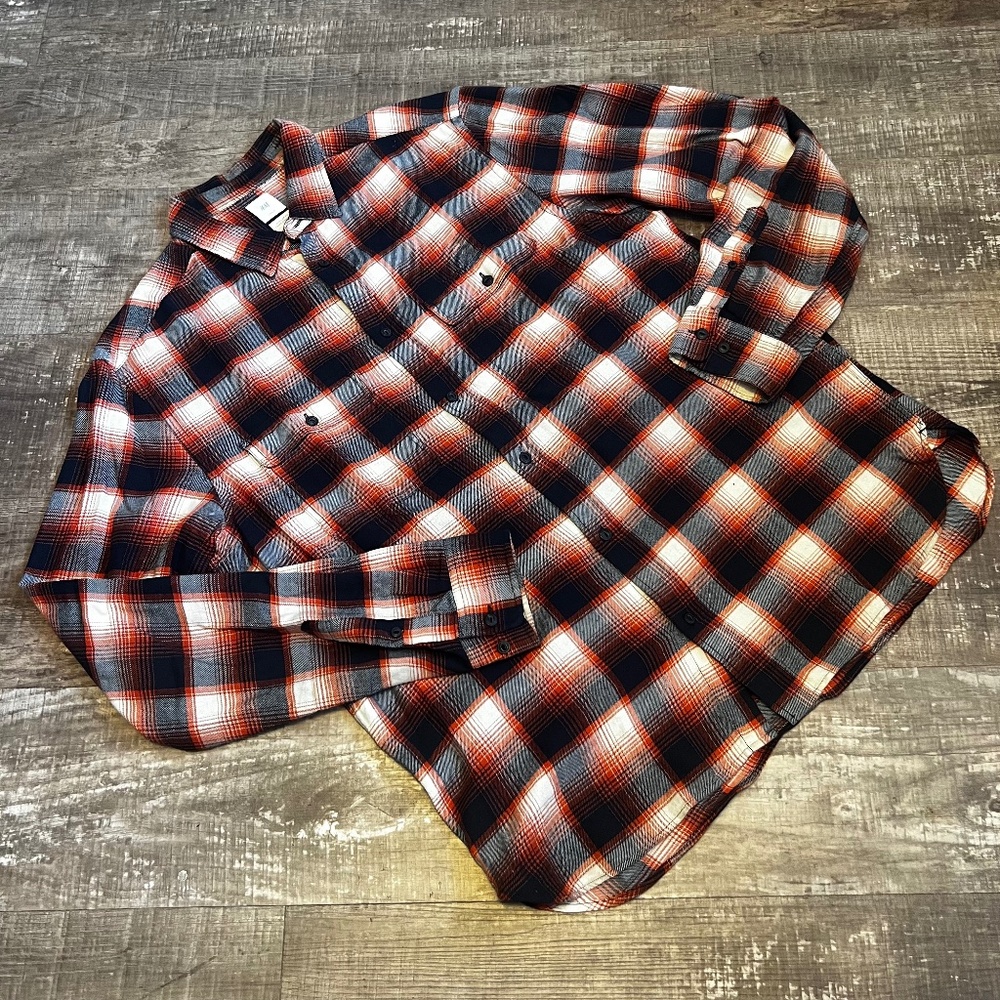 H&M L.O.G.G. Men's Regular Fit Flannel Shirt | Large | Red Plaid